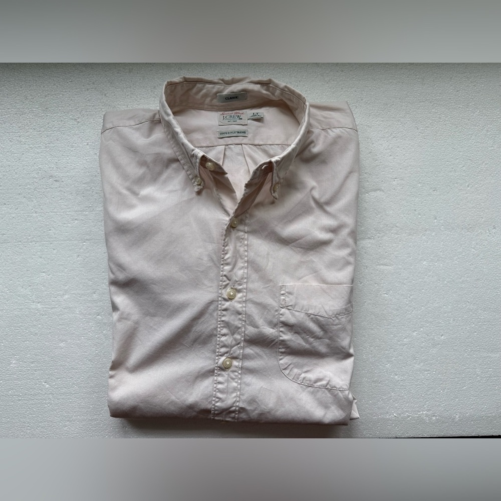 JCREW 100% COTTON MENS END ON END LARGE TALL SHIRT SEA SAND